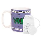 Caneca cilindrica com infusor - love canecas voce me inspira - UATT