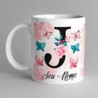 Caneca Com Inicial e Nome Borboleta Porcelana Personalizada Presente Criativo 325 Ml Presentear - live