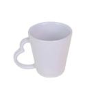 Caneca Cônica Branca Alça Coração de Porcelana para Sublimação - 325ml