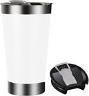 Caneca Copo Térmico Inox Cerveja 470Ml Com Tampa E Abridor Cor Branco