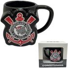 Caneca Corinthians Escudo Formato 3D Porcelana 270 ml Oficial
