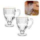 Caneca Cristal Com Borda Dourada 190ml Livre De Chumbo Luxo Lyor