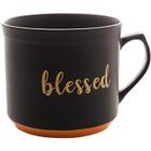 Caneca de Cerâmica Blessed Preto Matt/Laranja 660ml Bon Gourmet