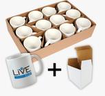 Caneca de Cerâmica Branca para Sublimação Live Classe AAA 325ml - 12 Unidades C/ Caixinha