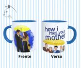 Caneca de Ceramica Interior e Alça azul - Ted e Tracy How I Met Your Mother