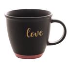 Caneca de Cerâmica Love Preto Matt/Rosa 380ml