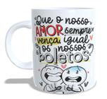 Caneca de Cerâmica - Que o nosso amor sempre vença, igual nossos boletos - Flork meme namorados