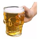 Caneca de chopp caveira crânio 380ml vidro rock - brasfoot