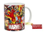 Caneca de Porcelana 325ml Marvel Vintage MRV3. Acompanha exclusivo chaveiro de resina no mesmo tema