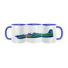 Caneca de Porcelana Aviação Avião Tucano Azul Brasil FAB