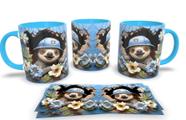 Caneca de Porcelana Azul Personalizada Coleção Animal em 3D