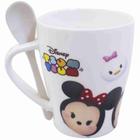Caneca De Porcelana Com Colher Mickey e Minnie Tsum Tsum 310ml - Disney