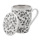 Caneca de Porcelana com Filtro e Tampa Super White Tiny Flowers 310mL - Lyor