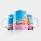 Caneca de Porcelana filme Barbie e Ken no carro rosa