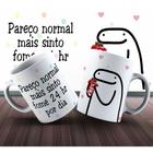 Caneca De Porcelana Pareço Normal Mais Sinto Fome 2hrs Por Dia Flork Presente Lembrança