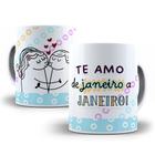 Caneca De Porcelana Te Amo De Janeiro a Janeiro Flork Presente Dia dos Namorados