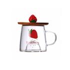 Caneca De Vidro Com Pires Bambu 3D 280ML Morango - Allmix