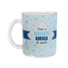 Caneca de vidro transparente com frase 380ml