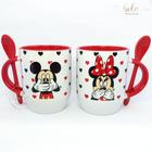 Caneca Disney -Mickey Minnie- Com Colher Vermelha Personalizada