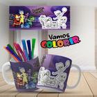 Caneca Divertidamente polímero para colorir + 6 canetinhas laváveis