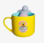 Caneca em Cerâmica Bob Esponja Pink Up com Infusor para Chá 350ml - Zona Criativa