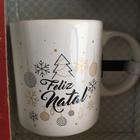 Caneca em Cerâmica Branca Feliz Natal 340 ml.