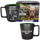 Caneca Eren Tatakae Cerâmica Preta E Verde 400ML Oficial Attack On Titan Ataque De Titãs