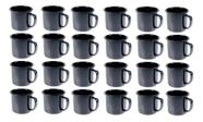 Caneca Esmaltada Retro 150Ml Preta Vintage Jogo 24 Pcs