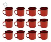 Caneca Esmaltada Retro 150Ml Vintage Jogo 24 Pcs - Vermelho