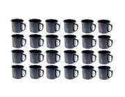 Caneca Esmaltada Retro 350Ml Preta Vintage Jogo 36 Pcs