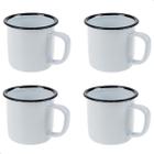 Caneca Esmaltada Retro Branca 150ml 4 Unidades