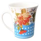 Caneca Estampada Com Flor E Bolinhas Cerâmica 300Ml - Gici Casa