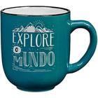 Caneca Explore Mundo 280ml em Porcelana CANC-063AZ Hauskraft