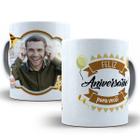 Caneca feliz aniversário pra você com foto personalizada