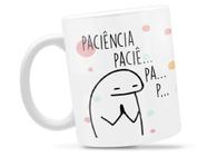 Caneca Flork Paciência Divertida Porcelana Xícara 325ml + Caixa Presente