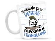 Caneca Flork Pescar Divertida Porcelana Xícara 325ml + Caixa Presente