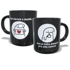 Caneca Flork Preta para Presente Frase Engraçada - Você Merece o Mundo