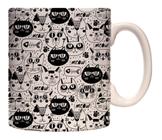 Caneca Gatinhos Doodle - Caneca De Porcelana Estampa Gato