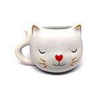 Caneca Gato 380Ml Branco - Gato Nariz Coração Pink