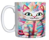 Caneca Gato Colorido de Porcelana 325 ML Para Presente - PN