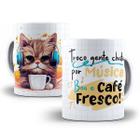 Caneca Gato Frase Café Engraçada Meme Múscia Porcelana