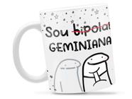 Caneca Geminiana Flork Signo Divertida Porcelana Xícara 325ml + Caixa Presente