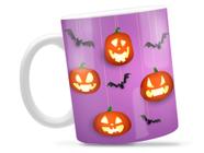 Caneca Halloween Abóboras Divertida Porcelana Xícara 325ml + Caixa Presente