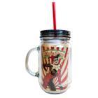 Caneca Jarra Térmico Canudo Tampa DC Arlequina Listras 550ml