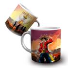 Caneca Luffy Zoro One Piece Porcelana Branca