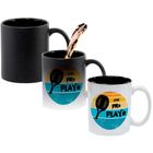 Caneca Mágica Fosca Interna Preta Muda de Cor 325ml Beach Tennis Raquete Preto Vem Pro Play