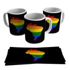 Caneca Mapa Do Brasil Lgbt Cores Da Bandeira Gay 325ml