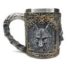 Caneca Medieval Lobo em Resina  Inox - 400ml