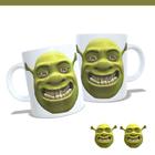 Caneca Meme - Shrek Sorridente + Embalagem branca para presente