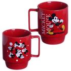 Caneca Mickey Mouse Empilhável Porcelana Vermelha 400ML Oficial Disney - Zona Criativa